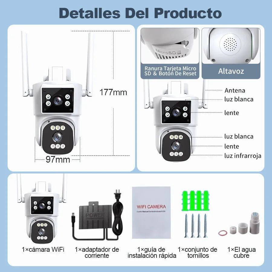 Cámara De Seguridad 4k Doble Lente