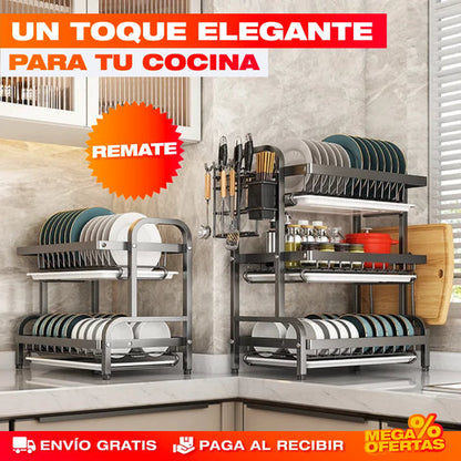 ESTANTE ESCURRIDOR PARA PLATOS DE 3 NIVELES + ENVÍO GRATIS
