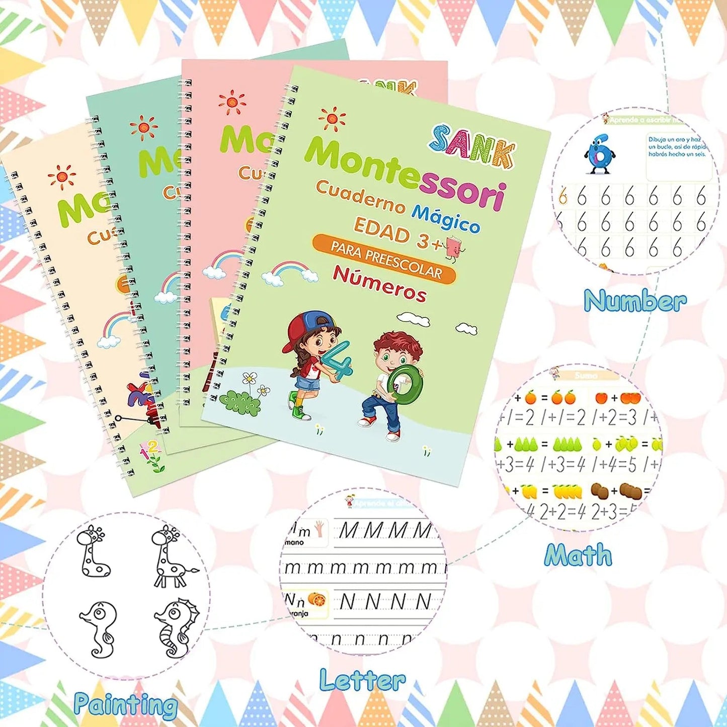 Libros de caligrafía set X4 unidades + obsequios